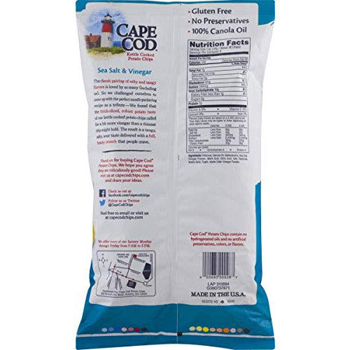 Cape Cod Kettle Cooked Potato Chips- Satisfying, All Natural and Kettle Cooked 8 oz. Bags