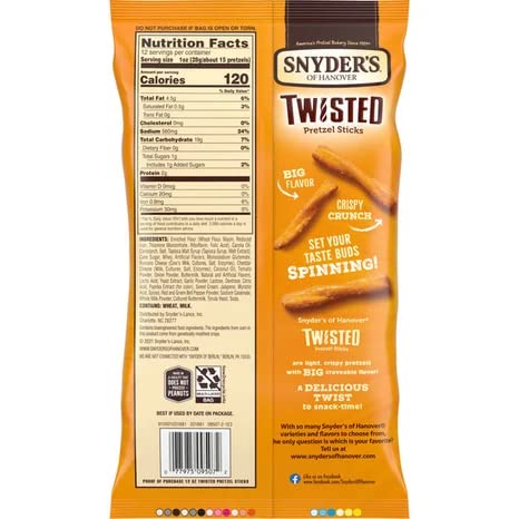 Snyder's of Hanover Nacho Cheese Twisted Pretzel Sticks, Sharing Size Bags