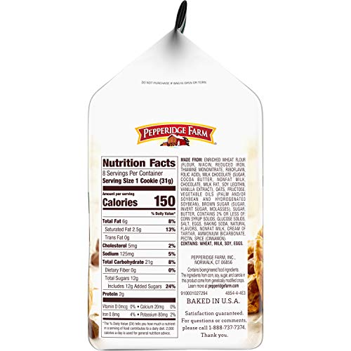 Pepperidge Farm Mackinac Soft Baked Oatmeal Milk Chocolate Cookies, 8.6 oz. Bag