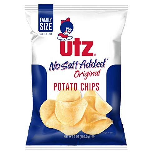 UTZ No Salt Added Original Potato Chips 9.5 Ounces (4 Bags)