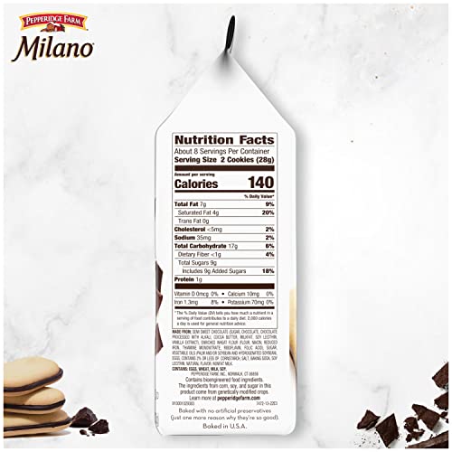 Pepperidge Farm Milano Cookies, Double Dark Chocolate, 7.5 Ounce (Pack of 3)