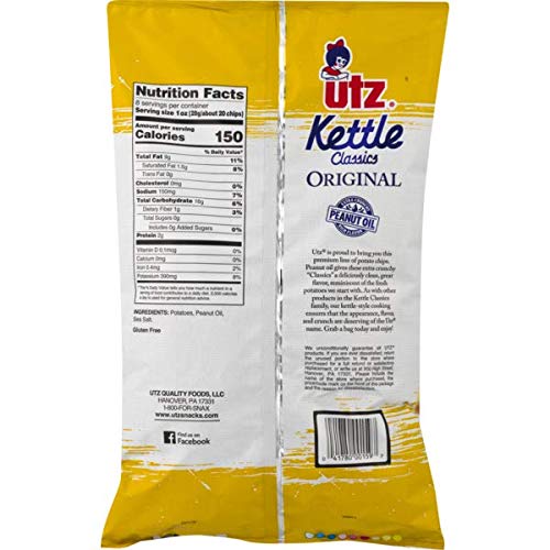 Utz Kettle Classics Original Crunchy Potato Chips 8 oz. Bag