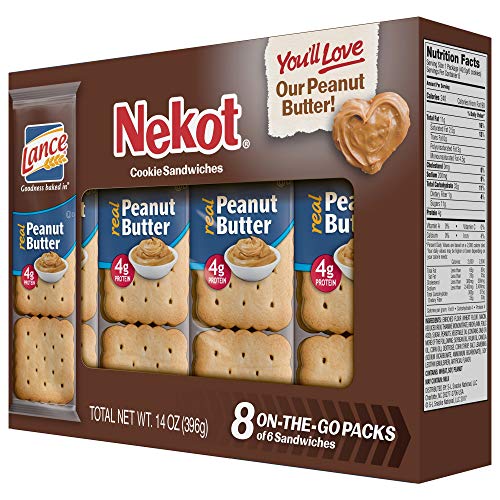 Lance Nekot Sandwich Cookies, Peanut Butter, 8 Ct, (Pack of 12)