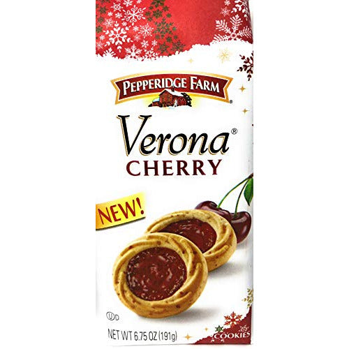 Pepperidge Farm Verona Cherry Cookies - Limited Edition Holiday Cookies - Pack of 4 Bags - 6.75 oz Per Bag