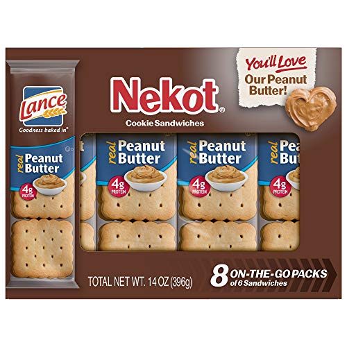 Lance Nekot Sandwich Cookies, Peanut Butter, 8 Ct, (Pack of 12)