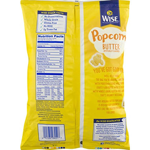 Wise Foods Air Popped Butter Popcorn 6 oz. Bag (6 Bags)