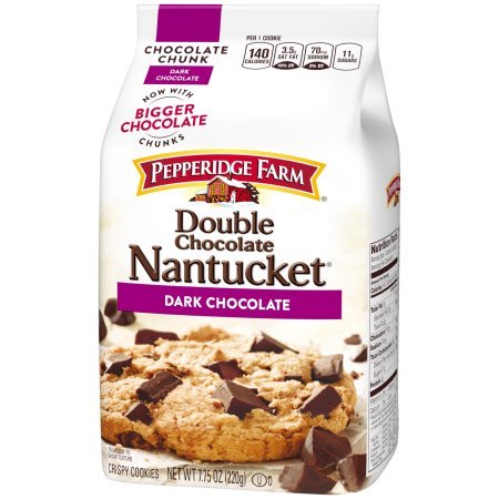 PACK OF 12 - Pepperidge Farm NantucketDouble Chocolate Dark Chocolate Crispy Cookies 7.75 oz. Bag