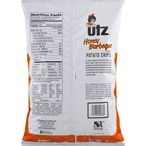 Utz Honey Barbeque Potato Chips 9.5 oz. Family Size Bag