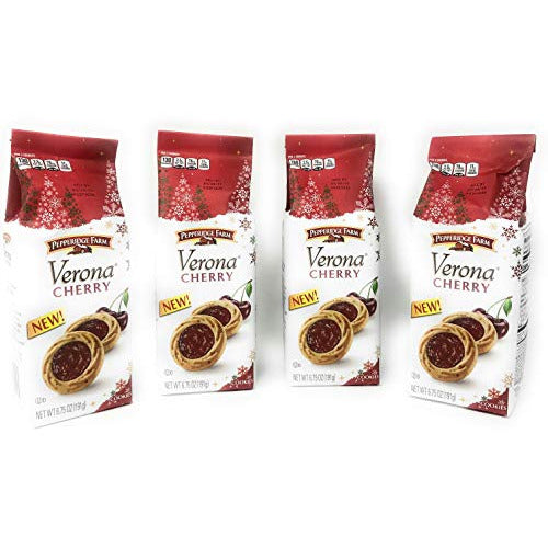 Pepperidge Farm Verona Cherry Cookies - Limited Edition Holiday Cookies - Pack of 4 Bags - 6.75 oz Per Bag