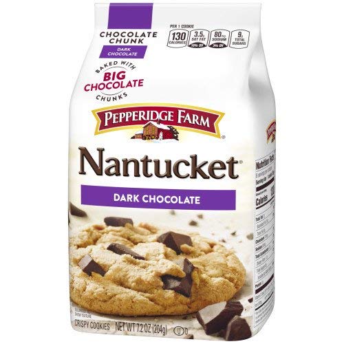 Pepperidge Farm Double Chocolate Nantucket Dark Chocolate Chunk Crispy Cookies 7.75 oz. (Pack of 4)