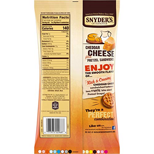 Snyder's of Hanover Filled Pretzel Sandwiches, Cheddar Cheese or Pizza Flavored- Four 8 oz. Bags (Cheddar Cheese)